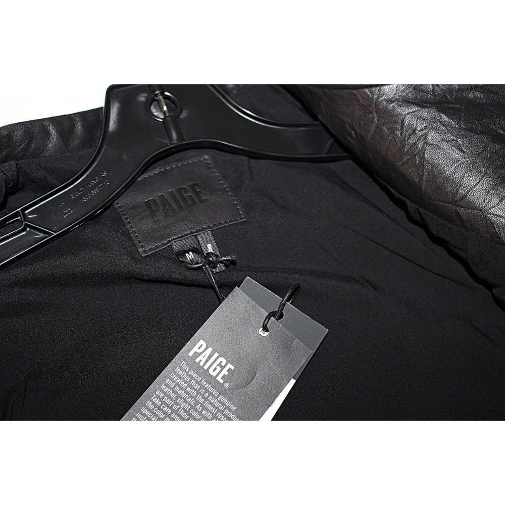 New with Tags -Paige "GIANNA" Leather Biker Jacket, color Black, size Medium - Picture 3 of 11